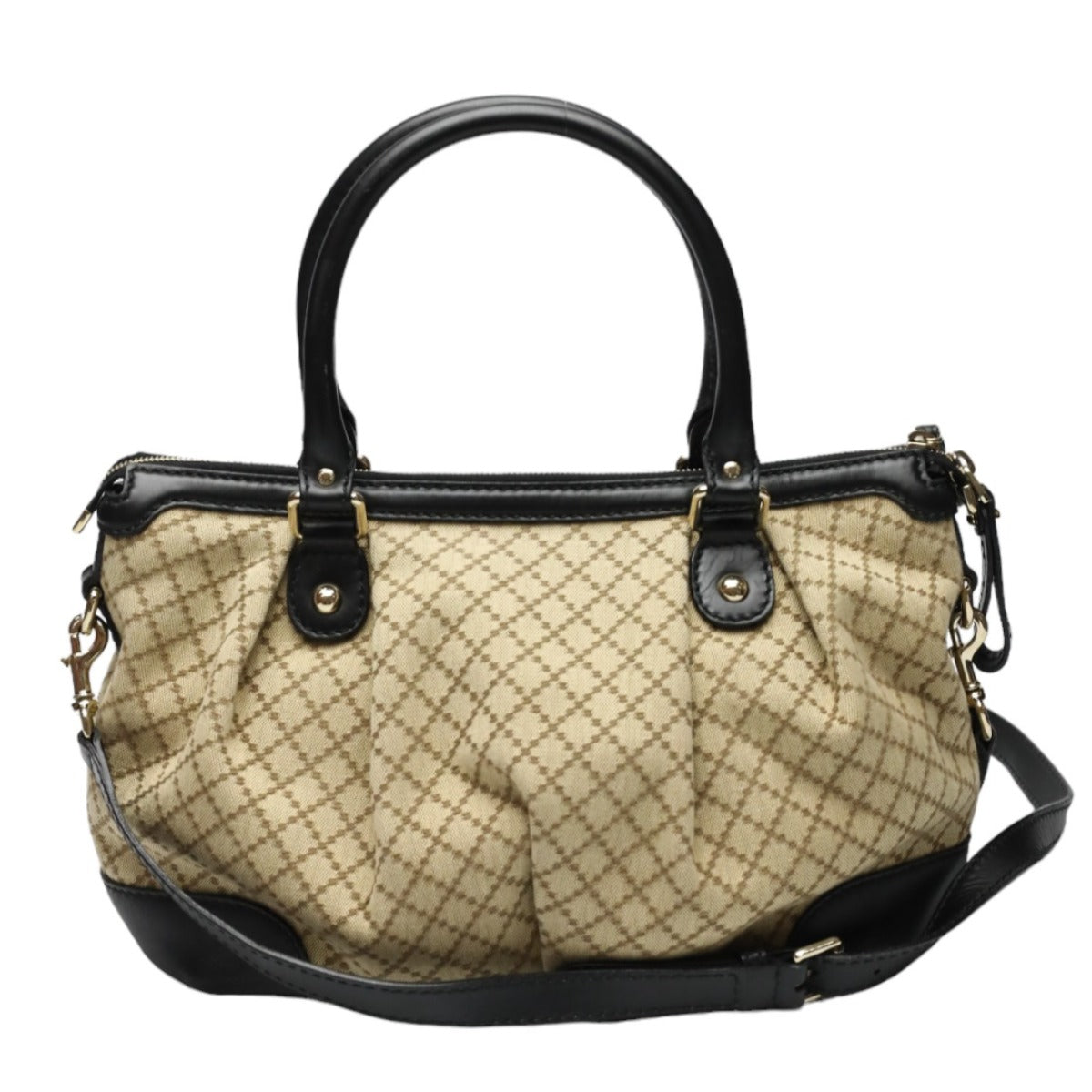 Gucci x 2WAYShoulder Diamante Canvas Black Beige Shoulder Bag