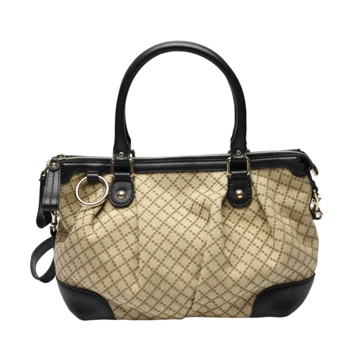 Gucci x 2WAYShoulder Diamante Canvas Black Beige Shoulder Bag