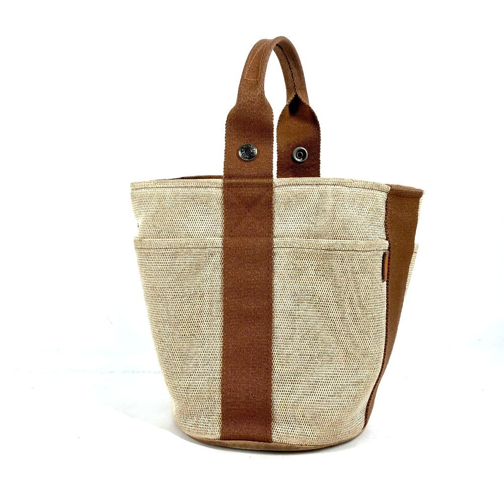 Hermes Handbag Sakso Pm Women Canvas Brown Travel Bag