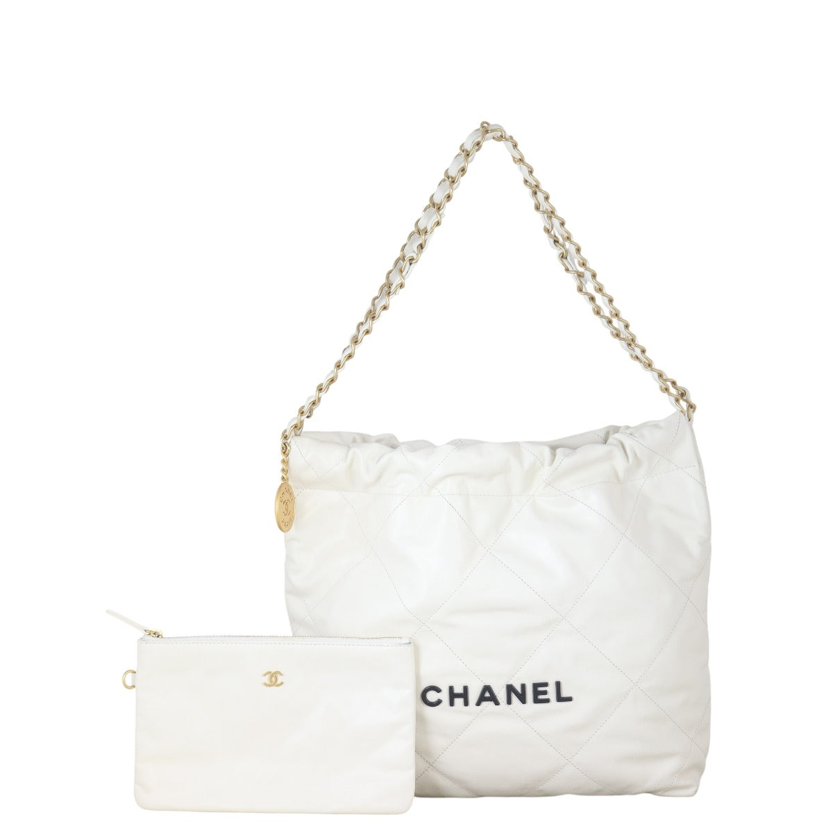 Chanel 22 Hobo Quilted White Shoulder Bag
