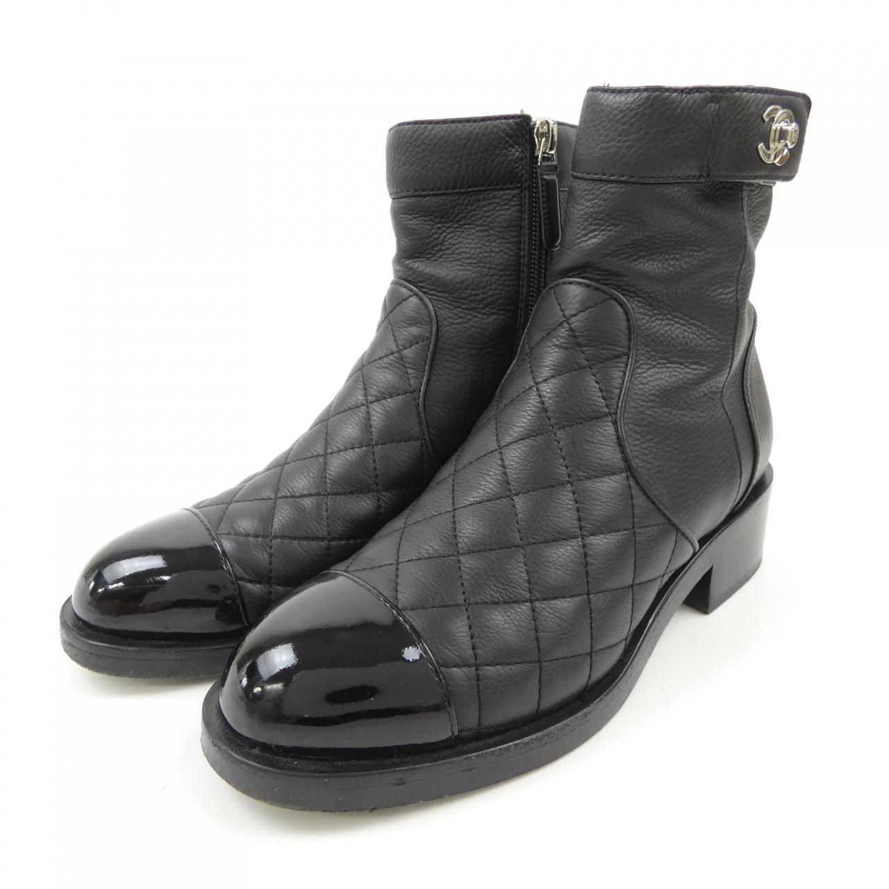 Chanel G36763Y55020 Calfskin Patent Calfskin Boots