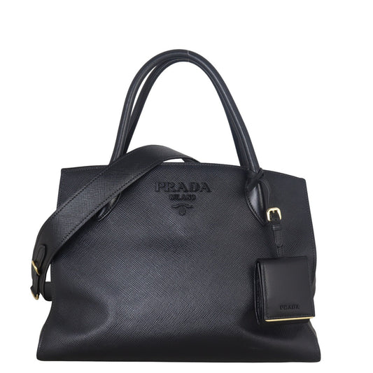 Prada Tote Bag Cuir Monochrome Bag Saffiano Black Small Shoulder Bag