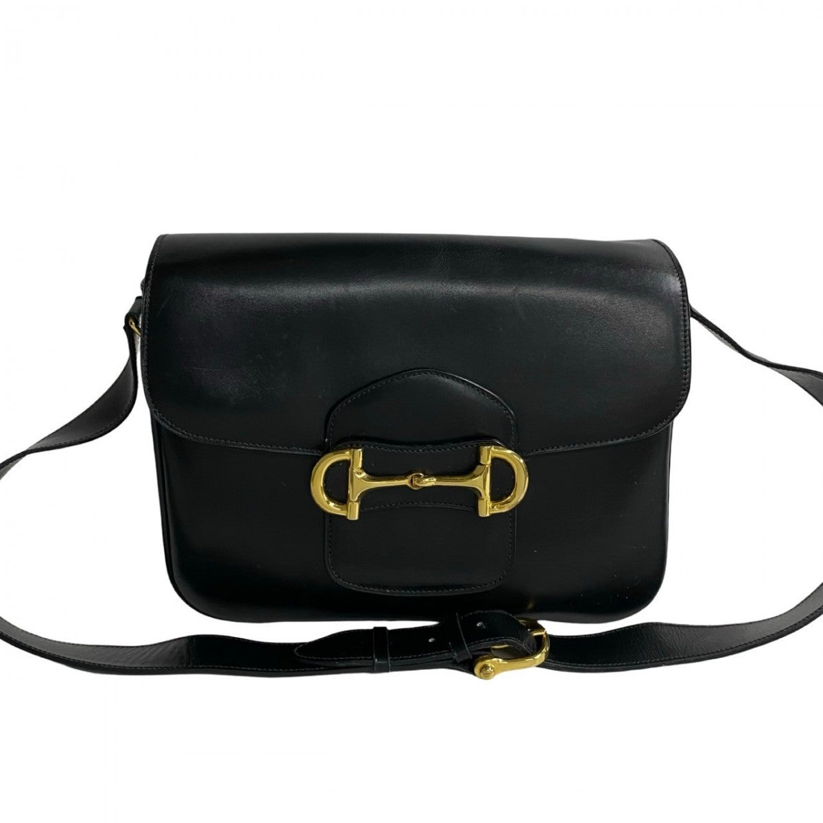 Shoulder Bag Horsebit Metal Women Leather Black