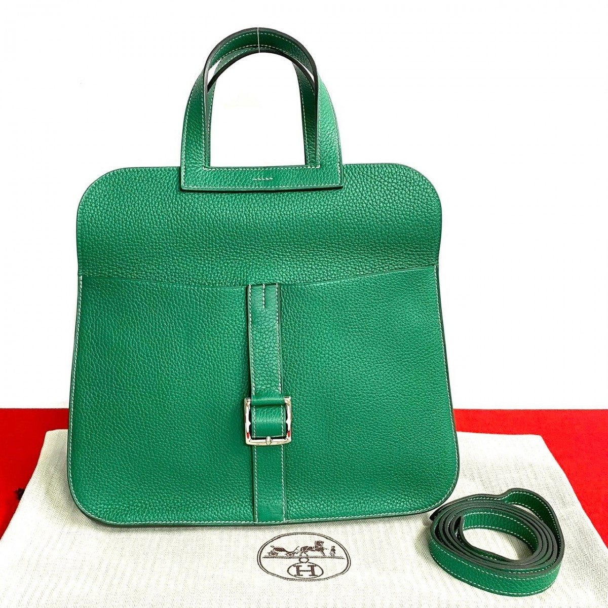 Hermes Shoulder Bag Taurillon Clemence Arzan Women Green