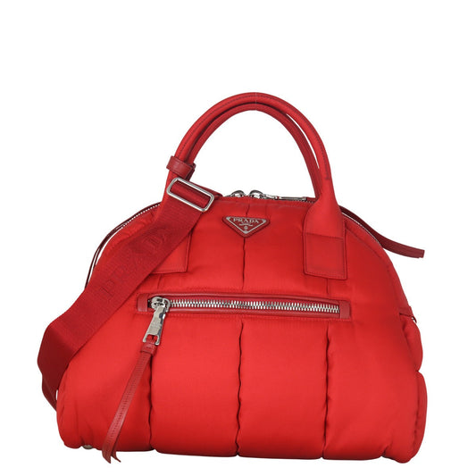 Prada Tote Bag Tessuto Bomber Dome Bag Nylon Red Shoulder Bag