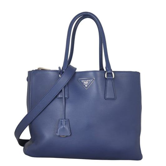 Prada Soft Calf Galleria Double Zip Tote Handbag Large Tote Bag
