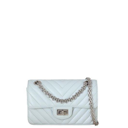Chanel 2.55 Reissue 224 Single Bag Chevron Quilted Blue Crossbody Bag