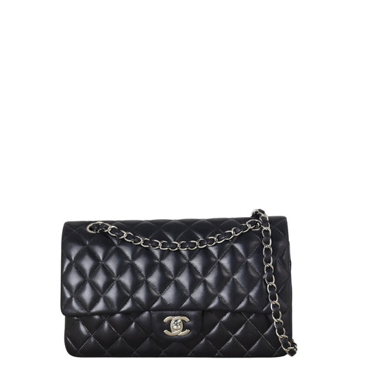 Chanel Classic Double Flap Lambskin Handbag Quilted Black Shoulder Bag 1 04082025