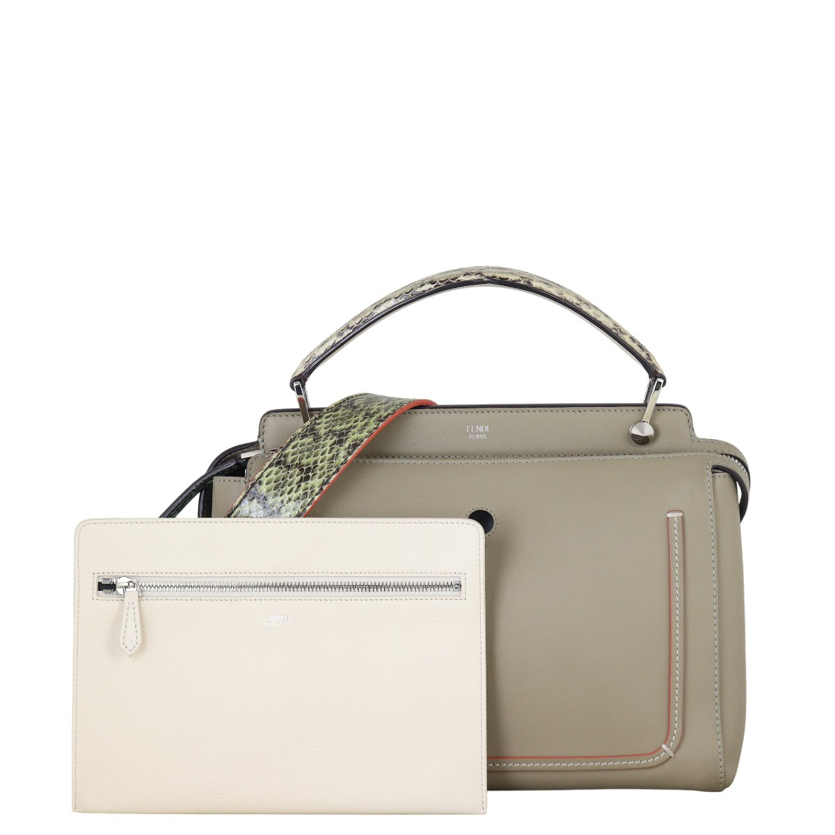 Fendi Dotcom Top Handle Bag Python Shoulder Bag