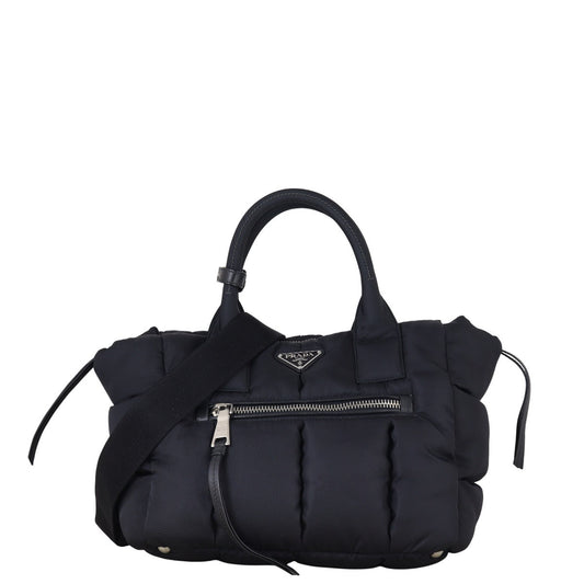 Prada Tote Bag Tessuto Bomber Tote Nylon Black Medium Shoulder Bag