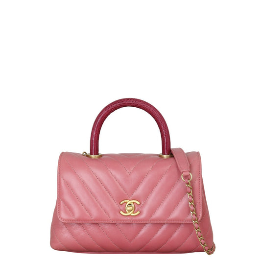 Chanel Coco Top Handle Bag Chevron Quilted Mini Shoulder Bag Chevron 11082025