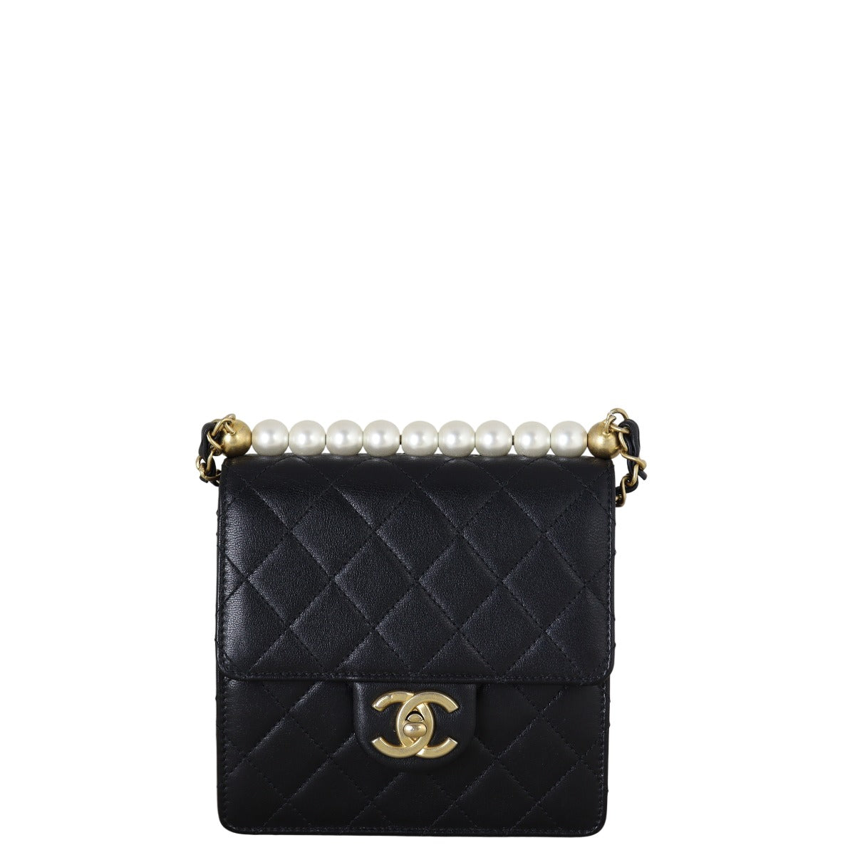 Chanel Chic Pearls Flap Bag Quilted Black Crossbody Bag