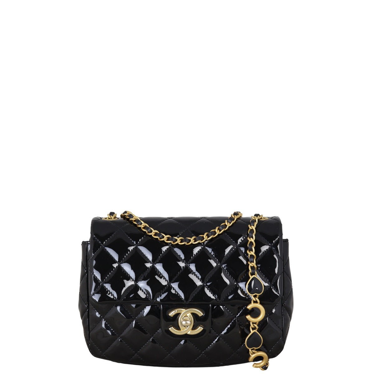Chanel Coco de Toi Heart Square Flap Bag Quilted Black Crossbody Bag Patent 12082025