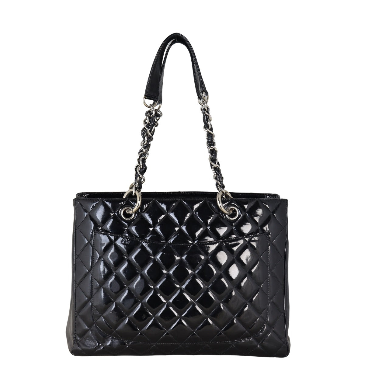 Chanel Grand Shopping Tote Patent Quilted Black Shoulder Bag