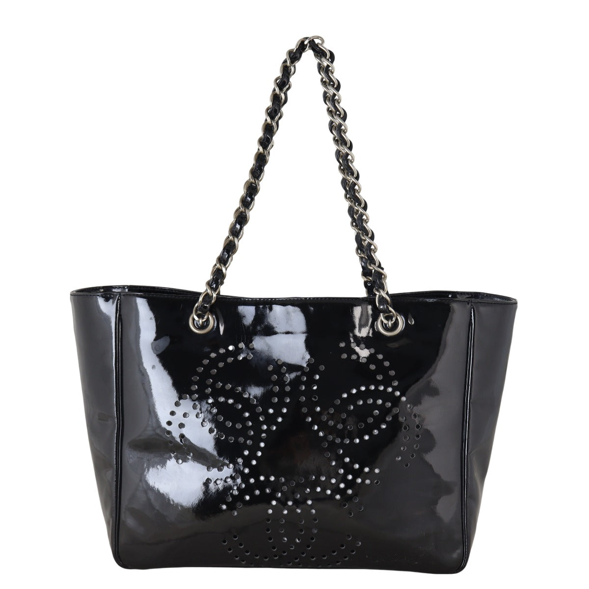 Chanel CC Perforated Tote Patent Shoulder Bag
