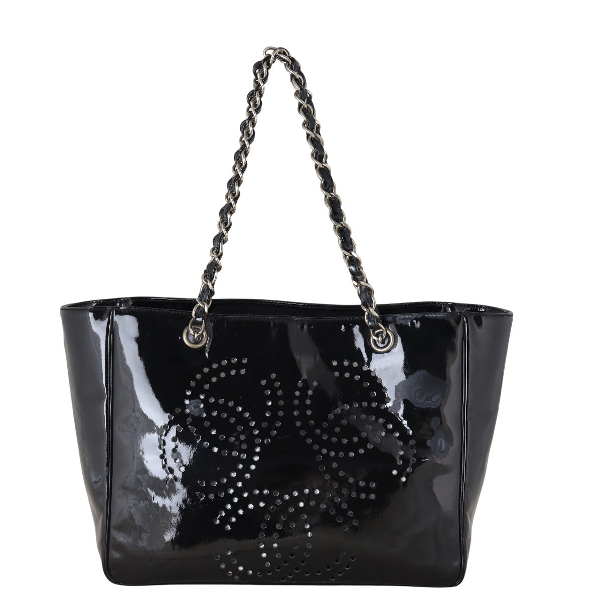Chanel CC Perforated Tote Patent Shoulder Bag