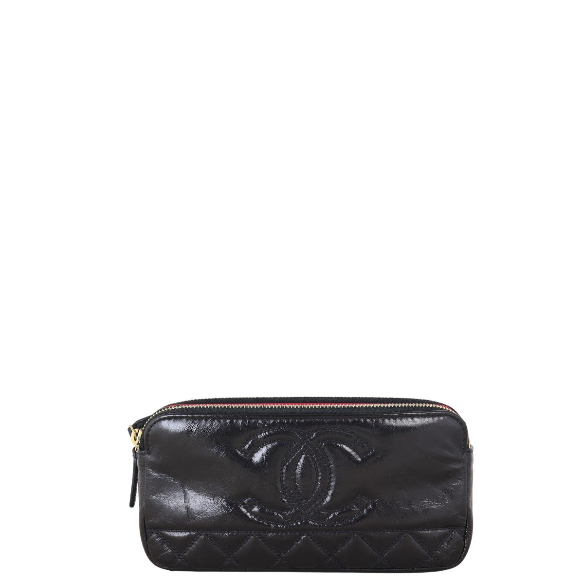 Chanel CC Double Zip Clutch with Quilted Black Shoulder Bag