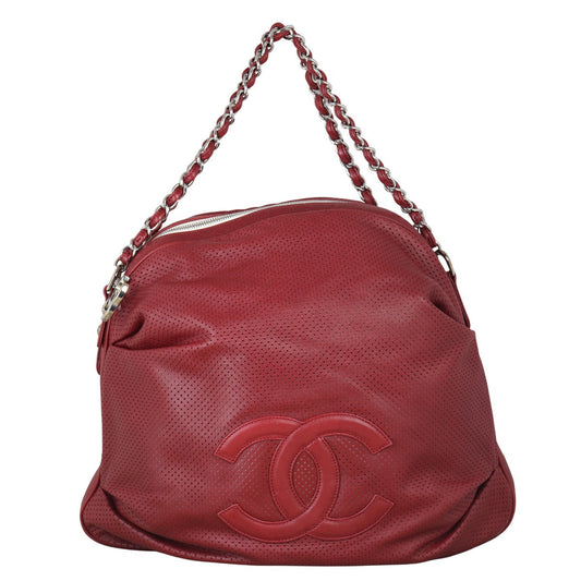Chanel Baseball Spirit Ligne Bag Perforated Red Shoulder Bag