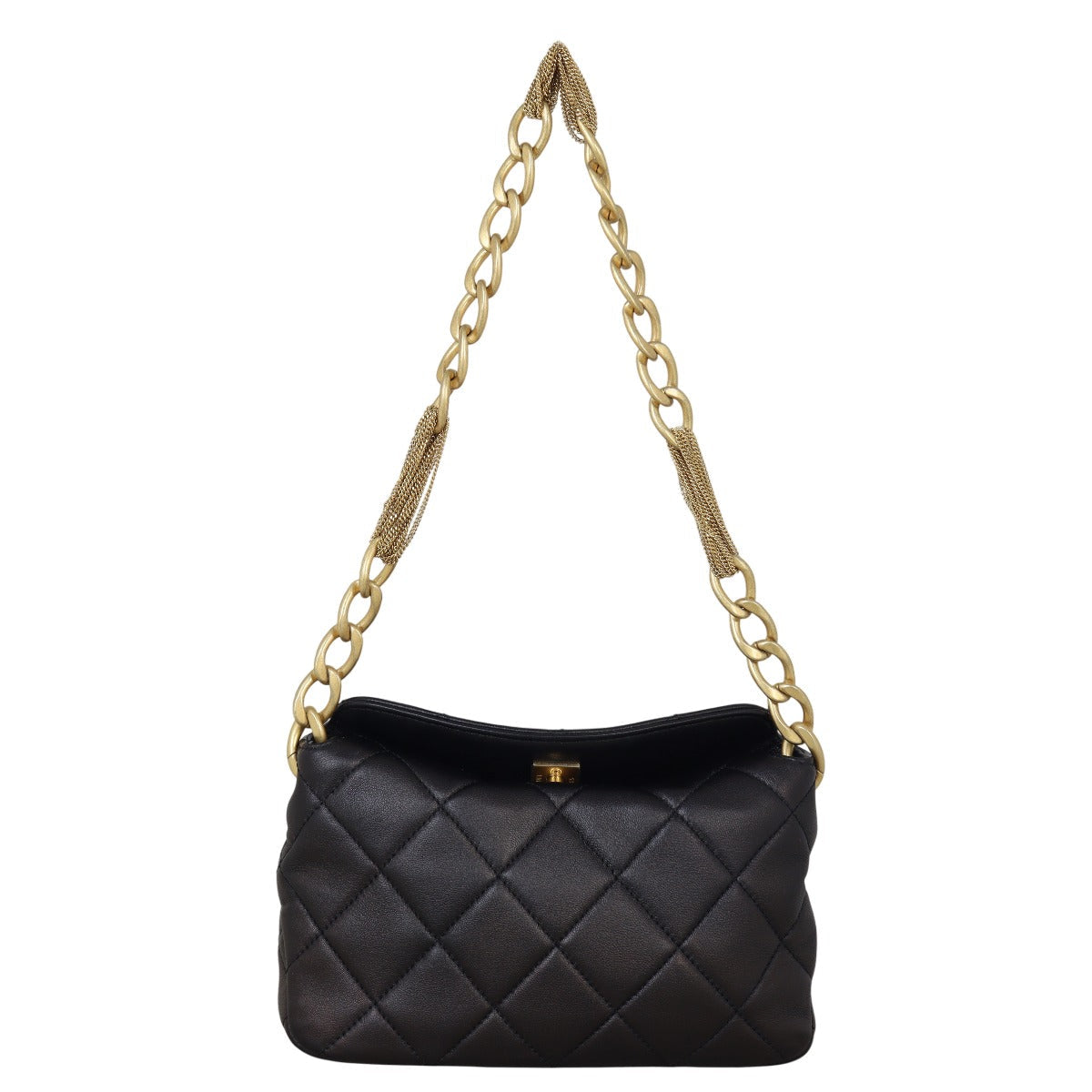 Chanel CC Lambskin Hobo Quilted Black Hobo Bag