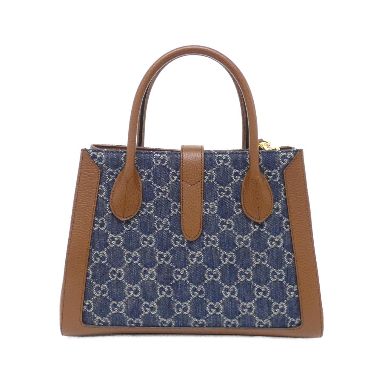 Gucci Jackie Jacquard Shoulder Bag Leather Denim