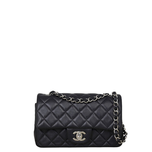 Chanel Classic Flap Mini Rectangular Bag Lambskin Quilted Black Crossbody Bag