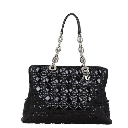 Dior Cannage Shopping Tote Patent Handbag Tote Bag