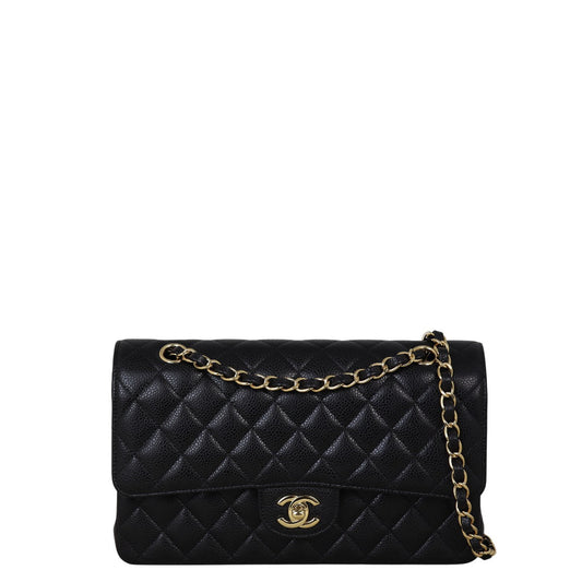 Chanel Classic Double Flap Caviar Handbag Quilted Black Shoulder Bag Medium 23092025