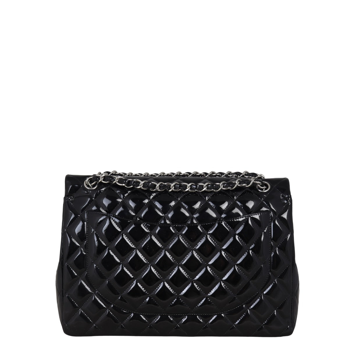 Chanel Classic Double Maxi Patent Handbag Quilted Black Shoulder Bag