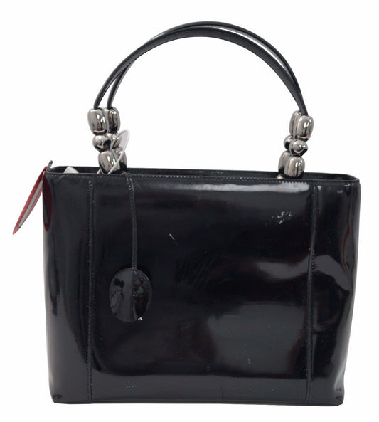Dior Christian Handbags Maris Pearl Bag Leather Patent Black Shoulder Bag