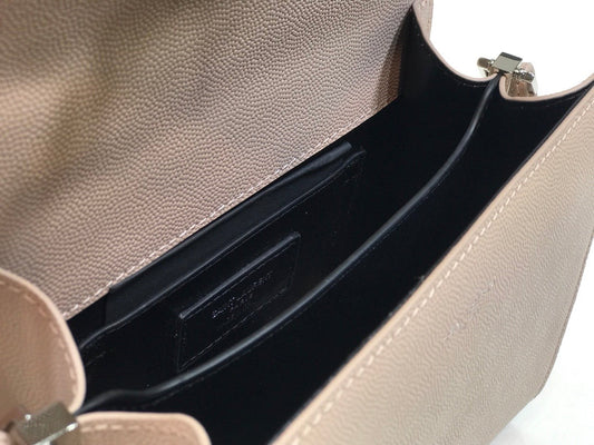 YSL Saint Laurent Cassandra 9in 24.5cm Beige Medium Top Handle Handbag