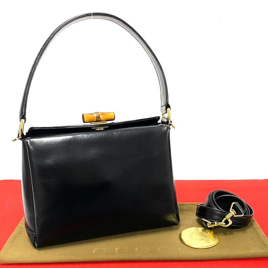 Gucci Bamboo Calfskin Black Shoulder Bag