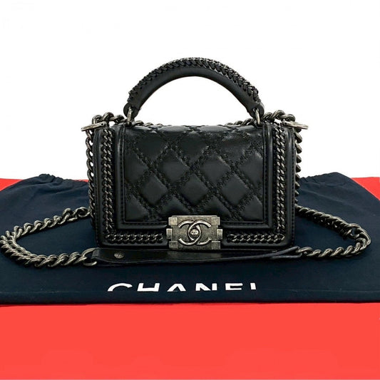 Chanel COCO Mark Boy Black Leather Shoulder Bag