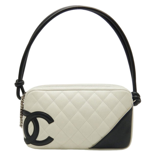 Chanel Shoulder Pouch Bag Cambon Line Calf Black White Shoulder Bag