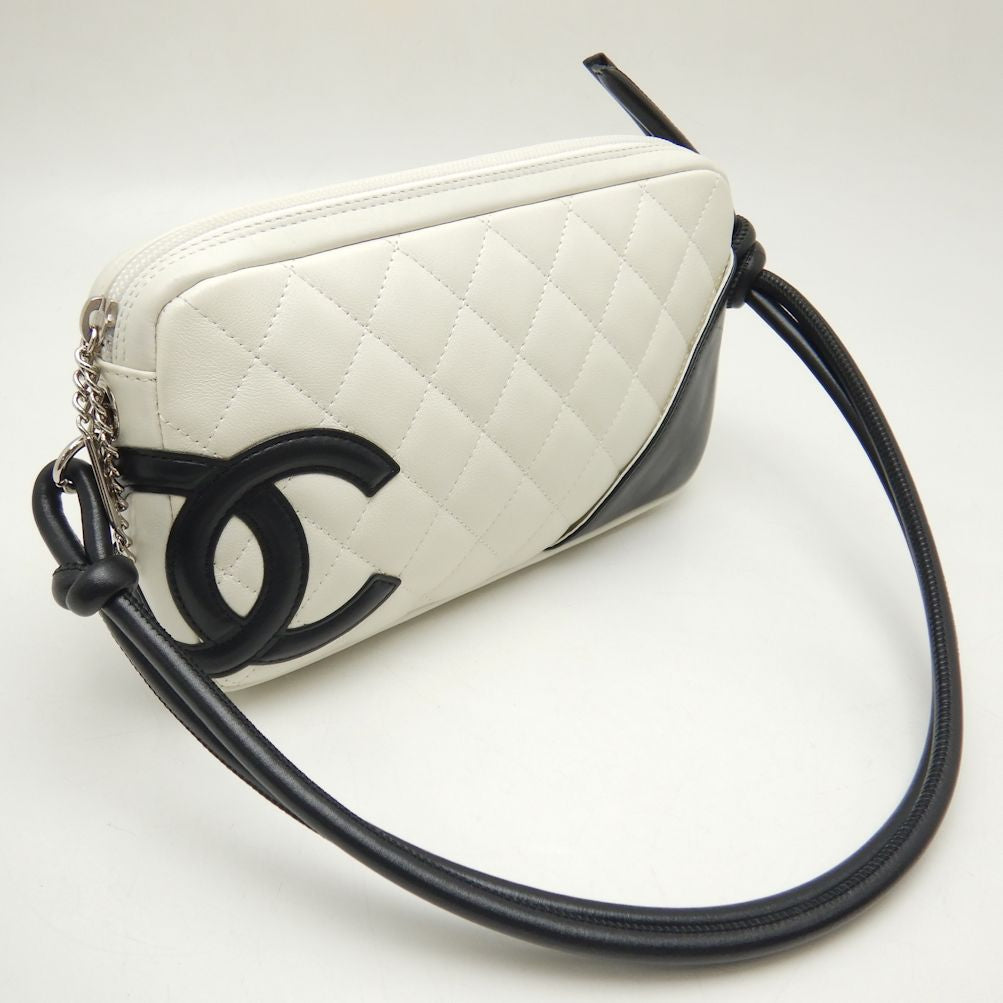 Chanel Shoulder Pouch Bag Cambon Line Calf Black White Shoulder Bag