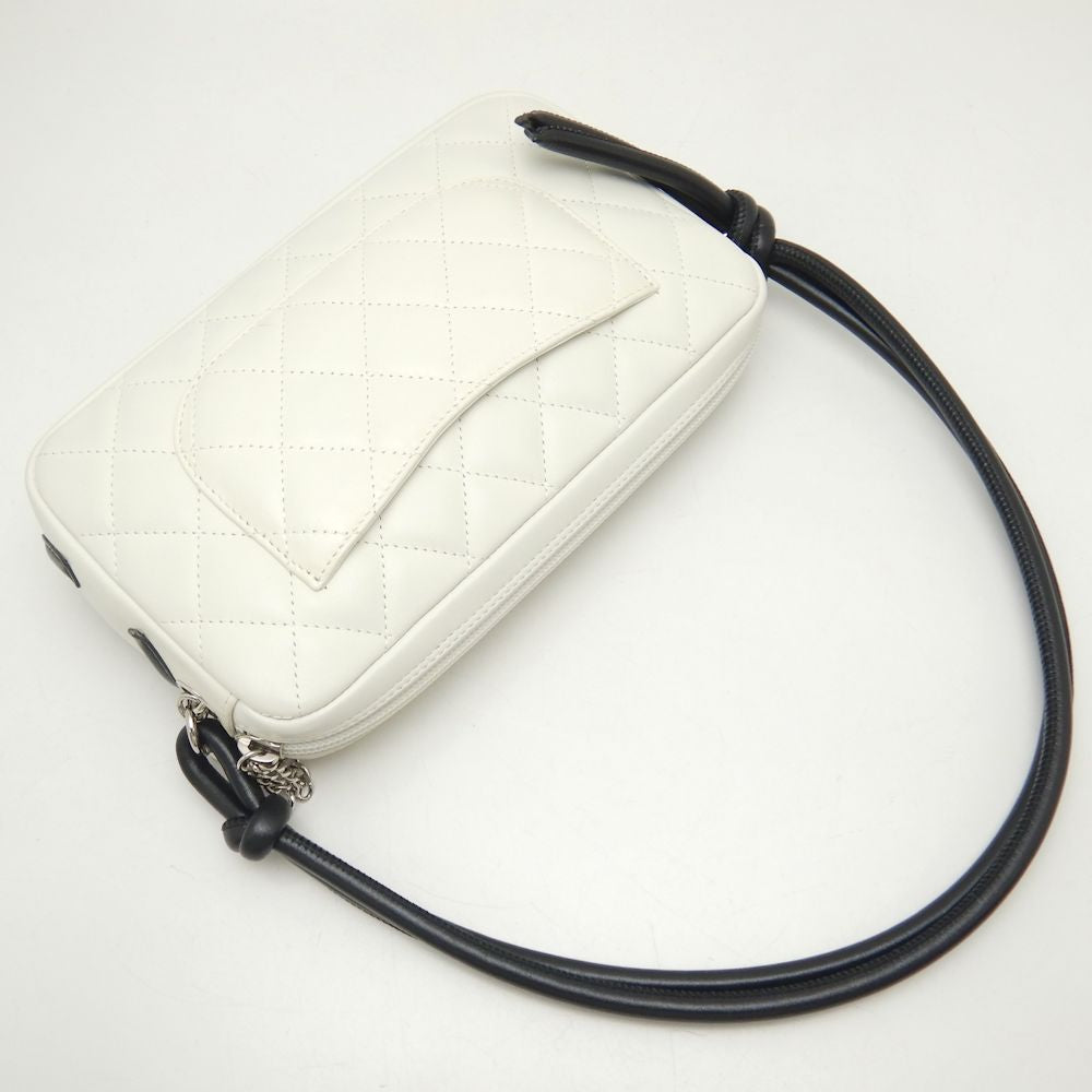 Chanel Shoulder Pouch Bag Cambon Line Calf Black White Shoulder Bag