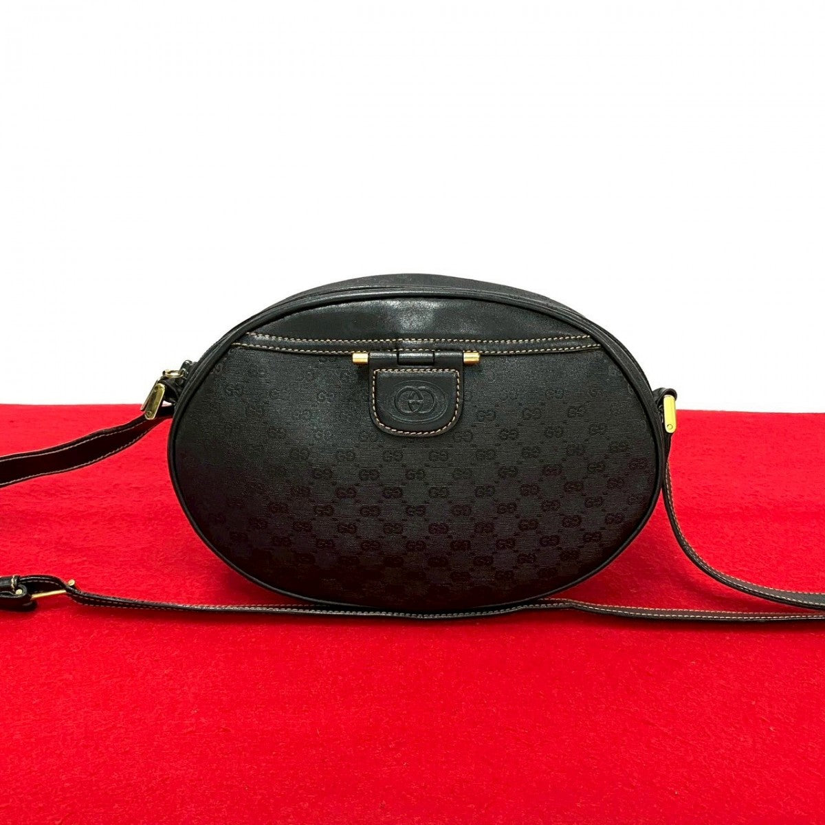 Gucci PVC Micro GG logoMetal Leather Black Shoulder Bag