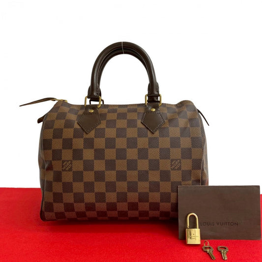 Louis Vuitton N41532 PVC Damier Speedy 25 Leather Brown Handbag