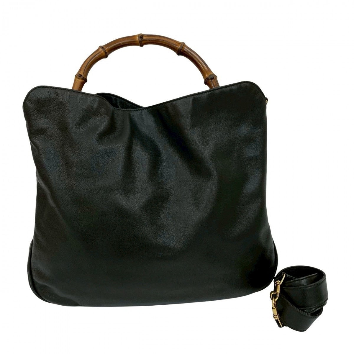 Gucci Bamboo Leather Black Shoulder Bag 250611Kma824 4