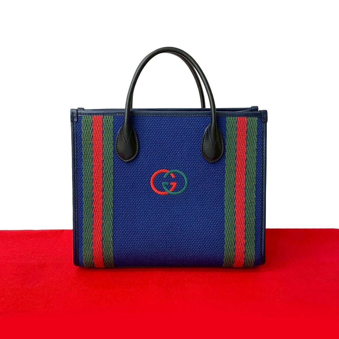 Gucci Sherry line Interlocking G Canvas Blue Handbag