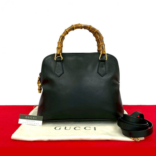 Gucci Bamboo Leather Black Shoulder Bag 250612Mna147 4