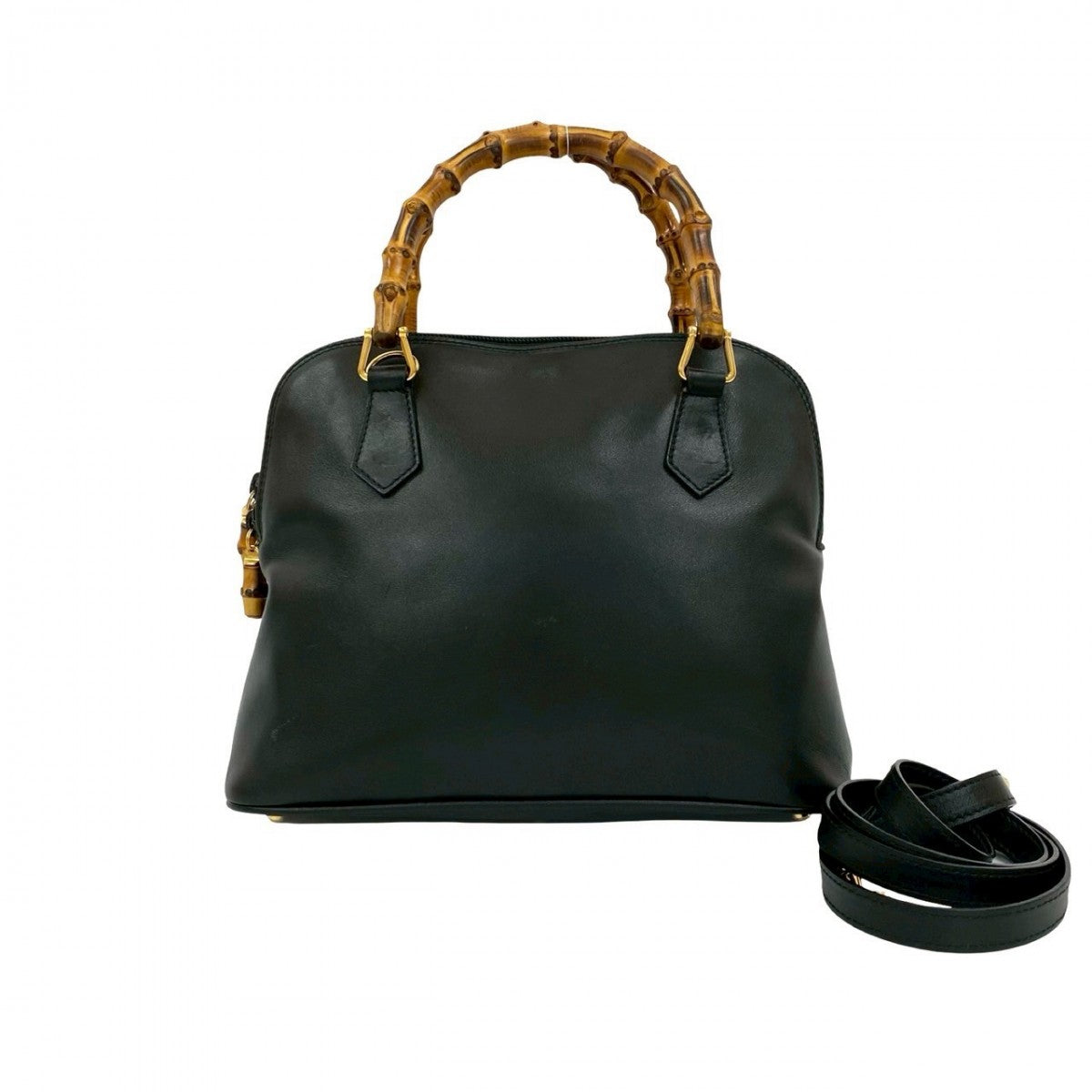 Gucci Bamboo Leather Black Shoulder Bag 250612Mna147 4