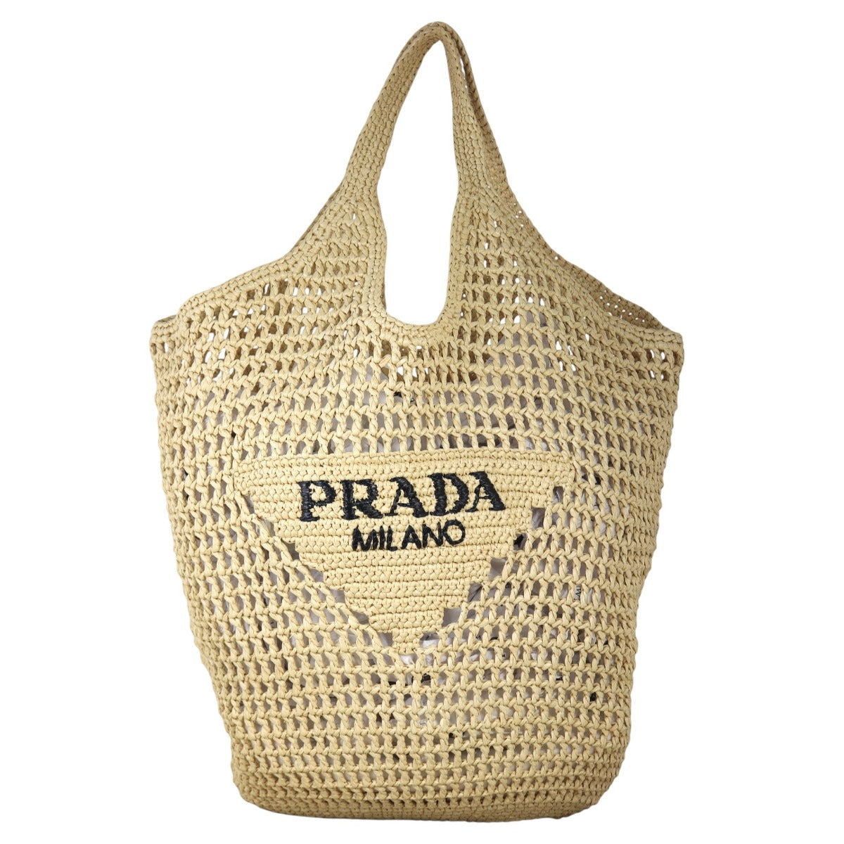 Prada Crochet Hobo Handbag Raffia Travel Bag