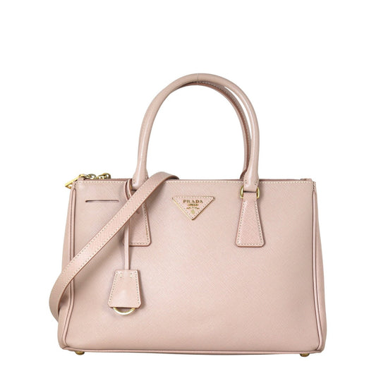 Prada Tote Bag Lux Galleria Double Tote 15 Saffiano Pink Small Shoulder Bag