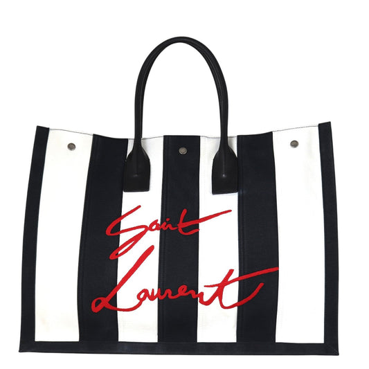 YSL Saint Laurent Saint Laurent Striped Cabas Tote Bag Canvas