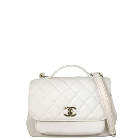 Chanel Business Affinity Flap Bag Quilted White Crossbody Bag