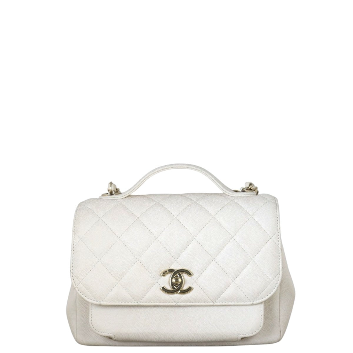 Chanel Business Affinity Flap Bag Quilted White Crossbody Bag
