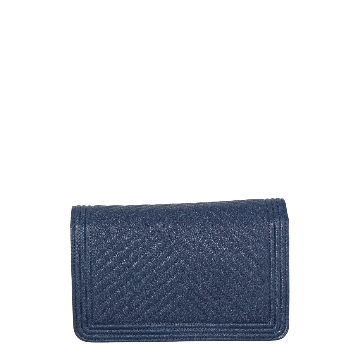 Chanel Boy Wallet on Chevron Handbag Quilted Blue Crossbody Bag