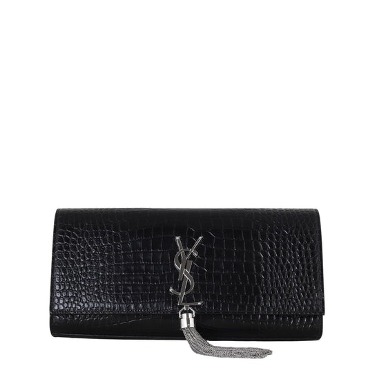 YSL Saint Laurent Kate Tassel Clutch Croc Embossed Clutch Bag