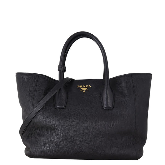 Prada Tote Bag Daino Shopping Tote Vitello Black Shoulder Bag
