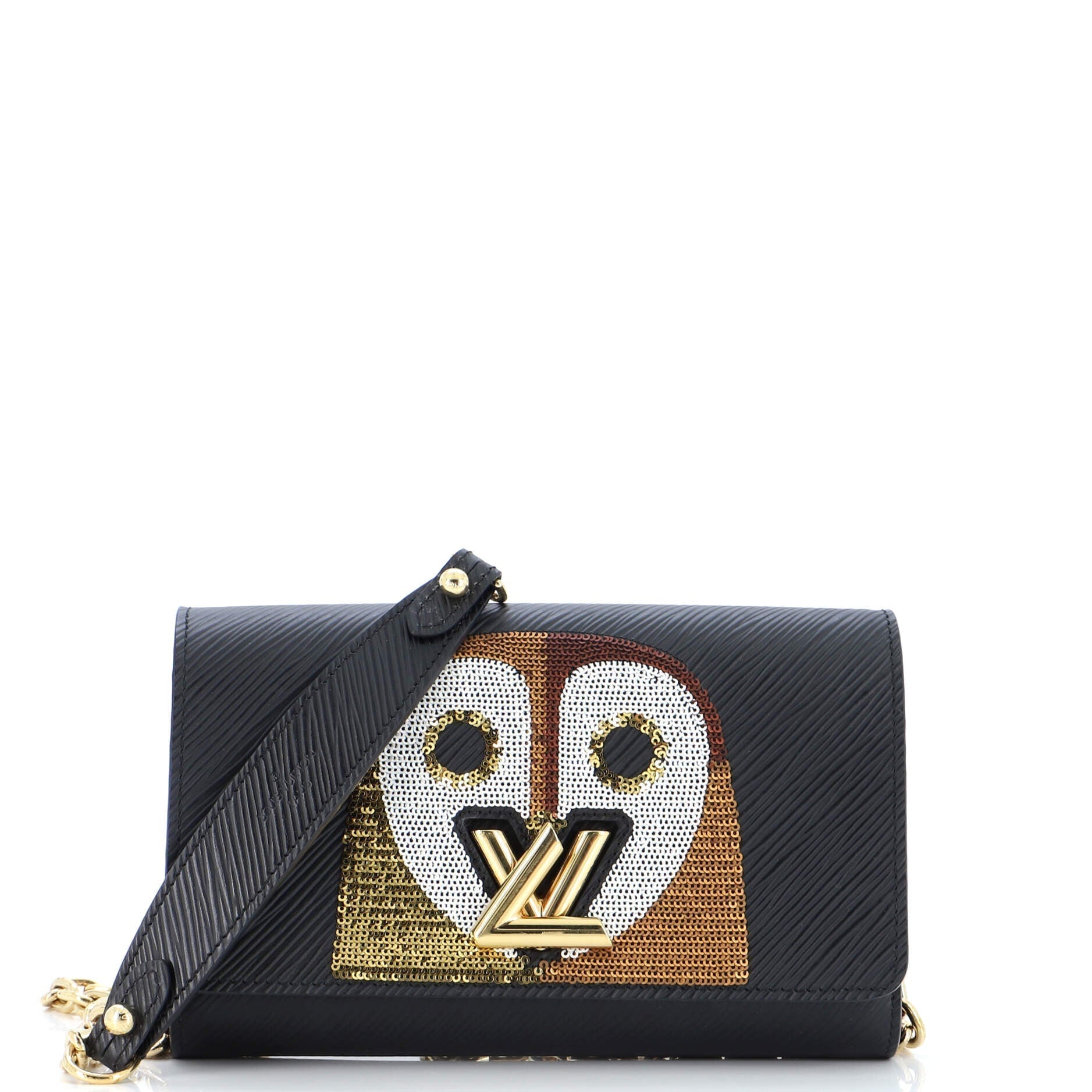 Louis Vuitton Twist Wallet Epi With Sequins Clutch Bag Leather Chain
